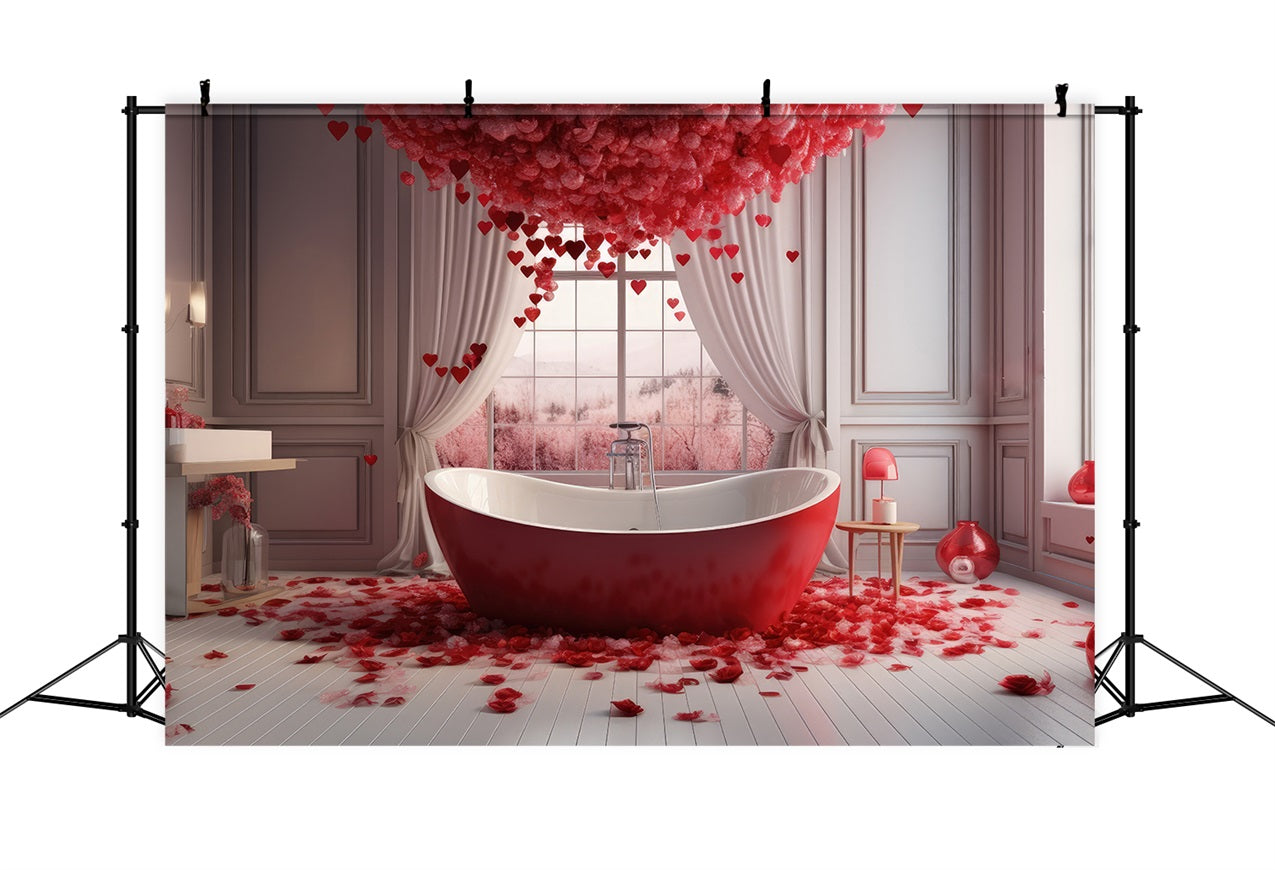 Valentines Party Backdrop Red Rose Bath Scene Backdrop UK BRP1-145