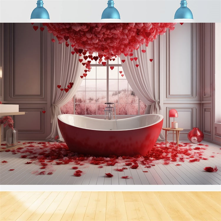 Valentines Party Backdrop Red Rose Bath Scene Backdrop UK BRP1-145