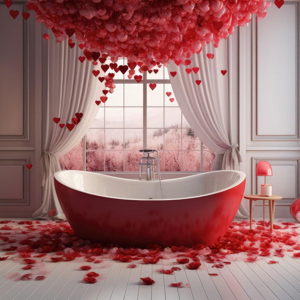 Valentines Party Backdrop Red Rose Bath Scene Backdrop UK BRP1-145