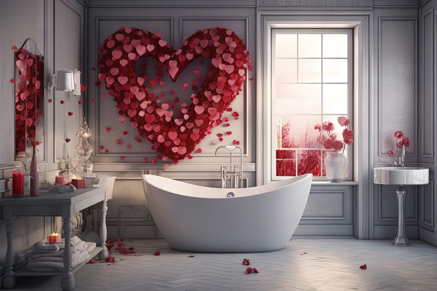 Backdrop For Valentine White Bathroom Love Petal Backdrop UK BRP1-146