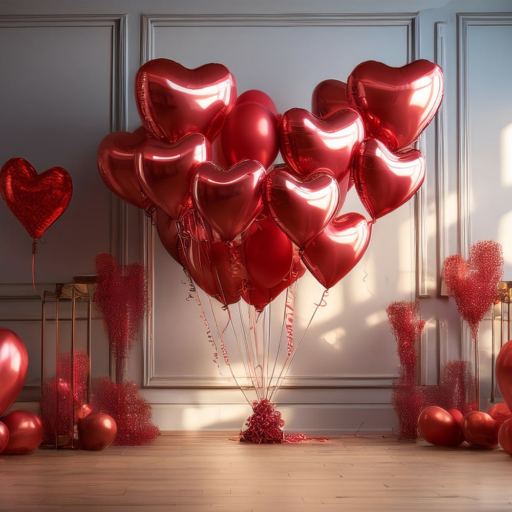 Valentines Photoshoot Backdrop Red Heart Balloons Backdrop UK BRP1-148