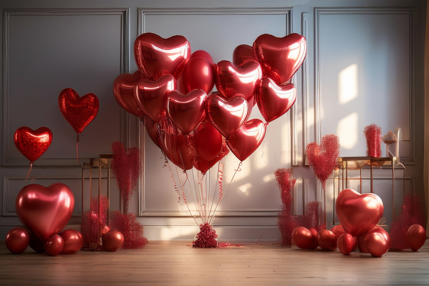 Valentines Photoshoot Backdrop Red Heart Balloons Backdrop UK BRP1-148