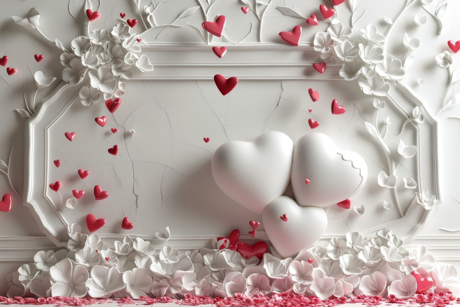 Backdrop Valentine's Day White Wall Heart Decor Backdrop UK BRP1-150