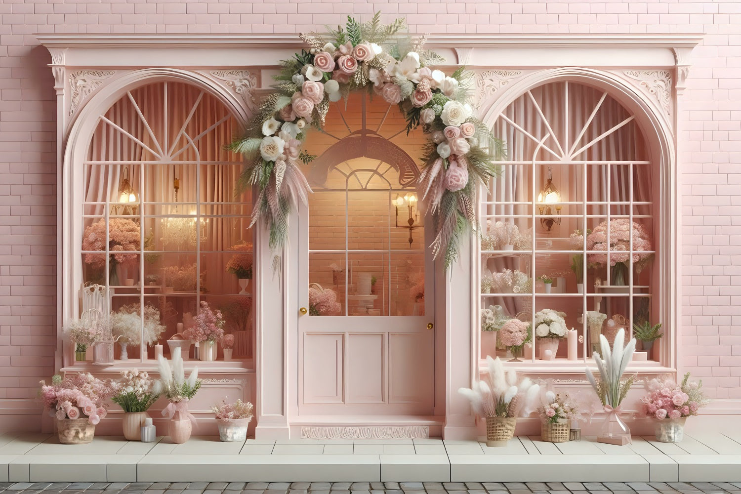 Valentine Photo Shoot Backdrop Flower Shop Window Backdrop UK BRP1-151