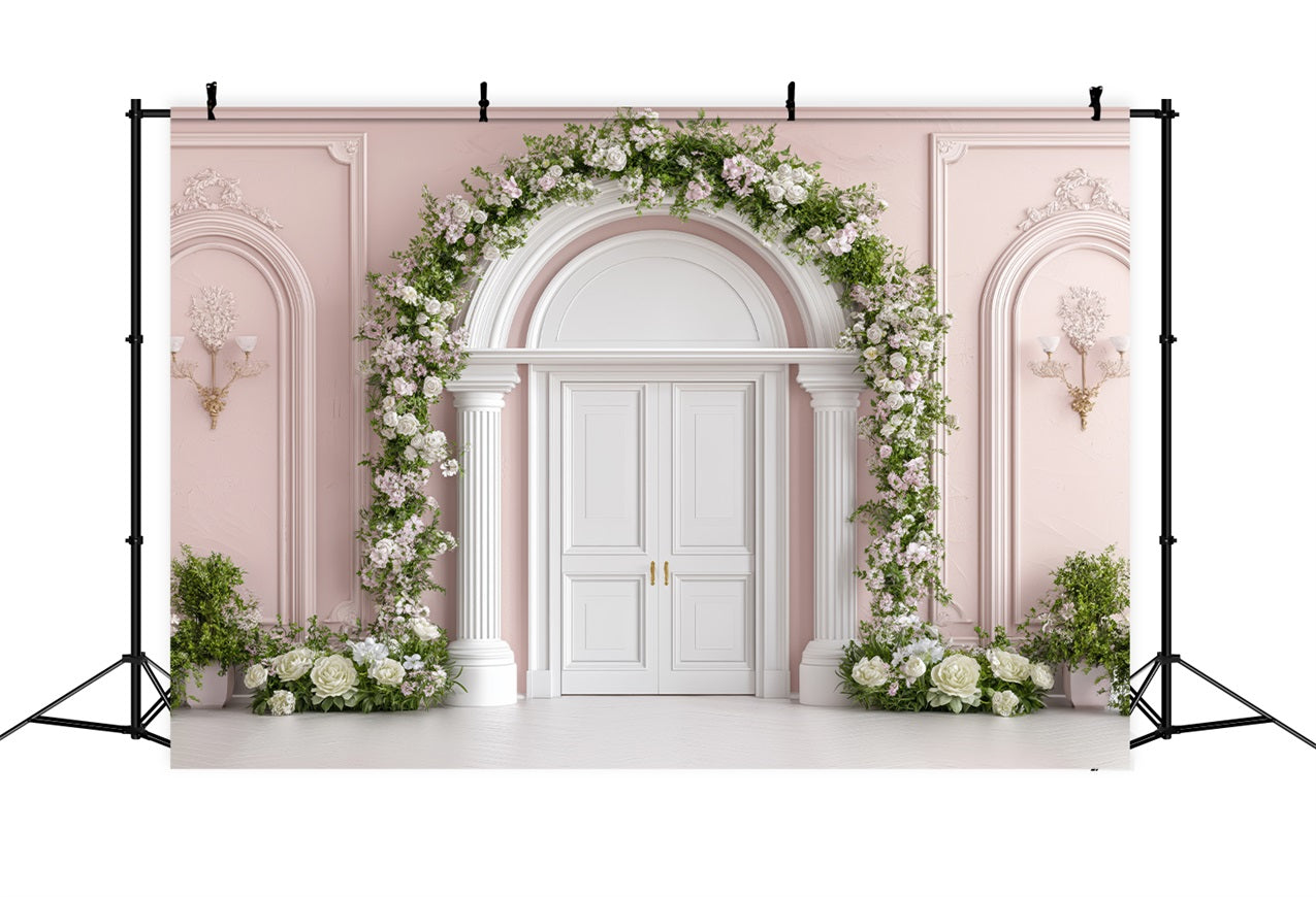 Backdrop Valentine French Door Surrounded Blossoms Backdrop UK BRP1-153