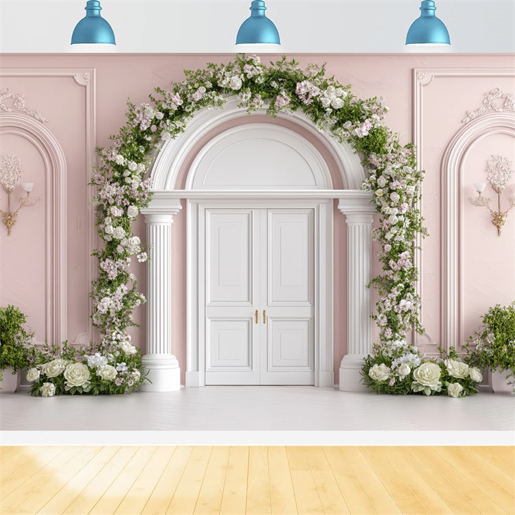 Backdrop Valentine French Door Surrounded Blossoms Backdrop UK BRP1-153