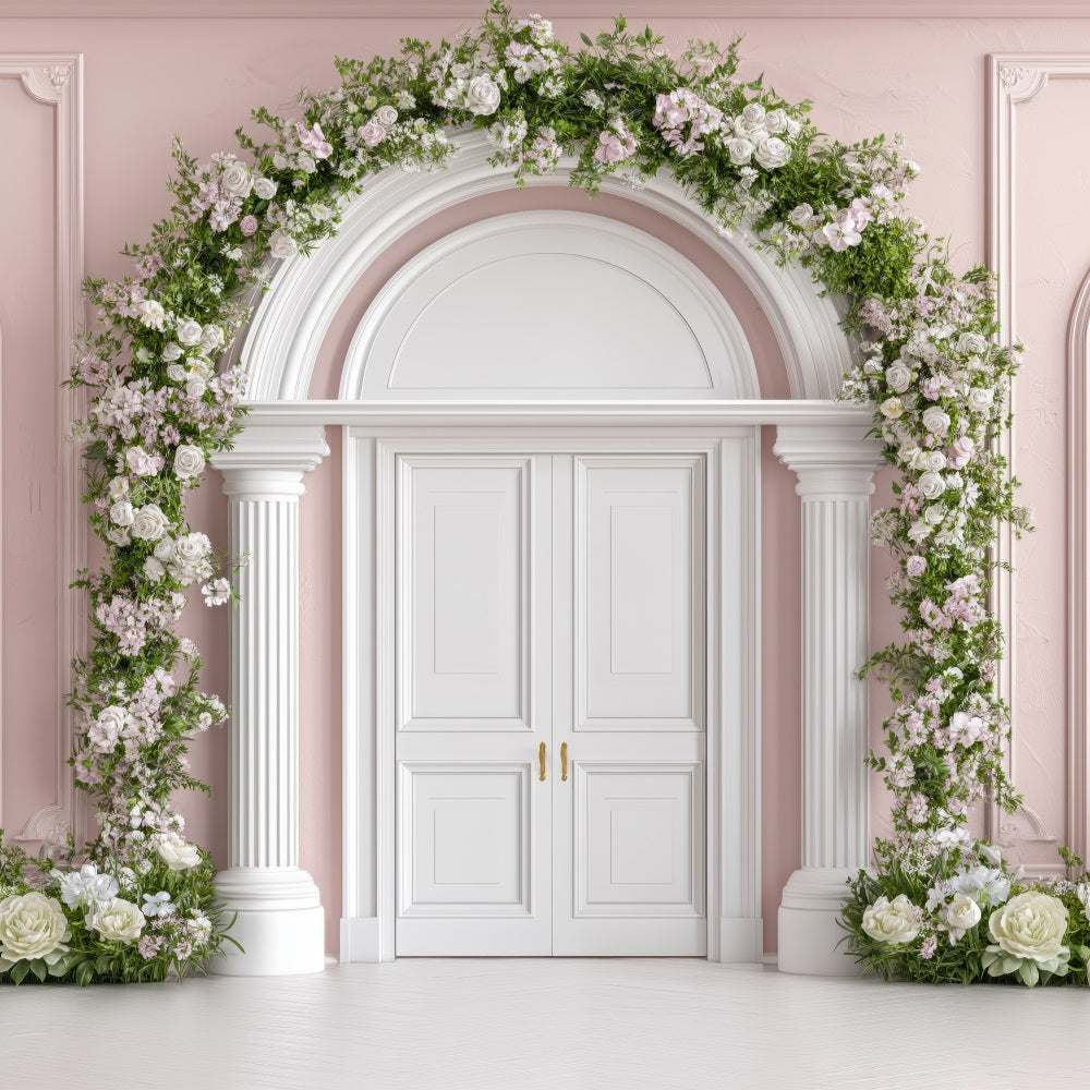 Backdrop Valentine French Door Surrounded Blossoms Backdrop UK BRP1-153