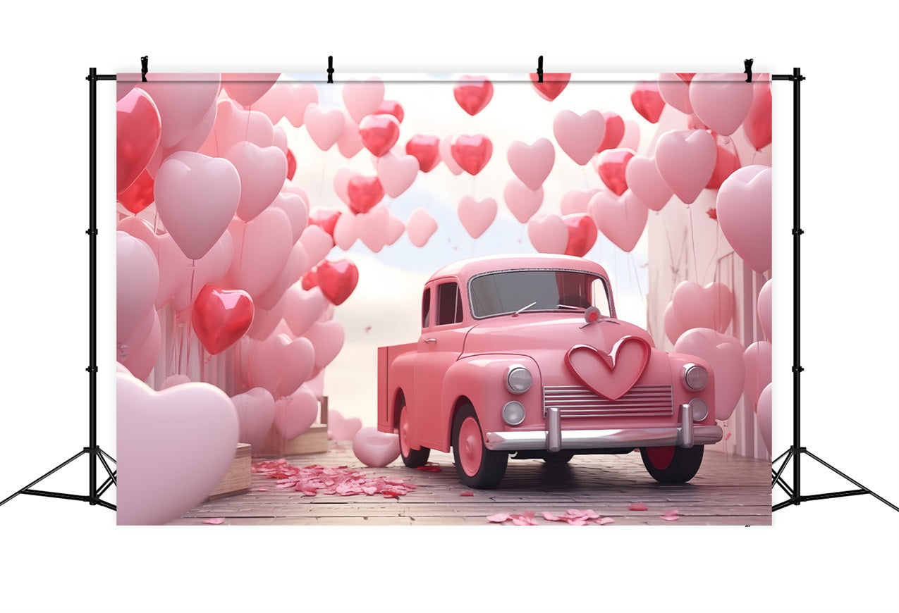 Backdrop Valentines Heart Balloon Love-Themed Truck Backdrop UK BRP1-154