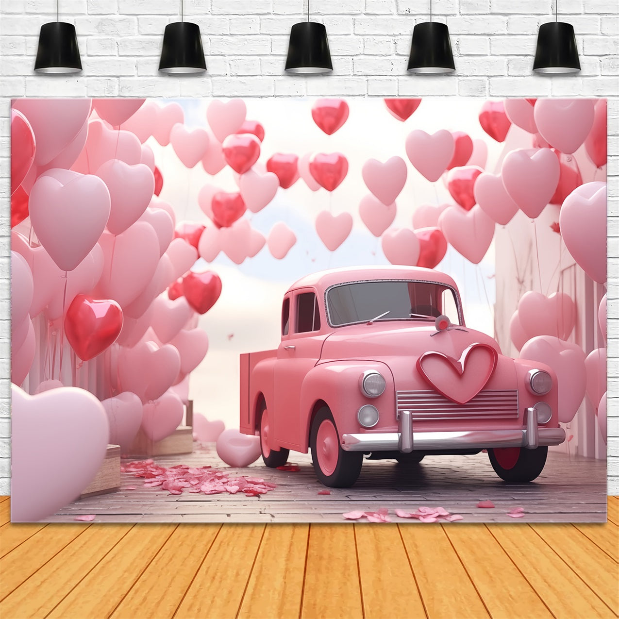 Backdrop Valentines Heart Balloon Love-Themed Truck Backdrop UK BRP1-154