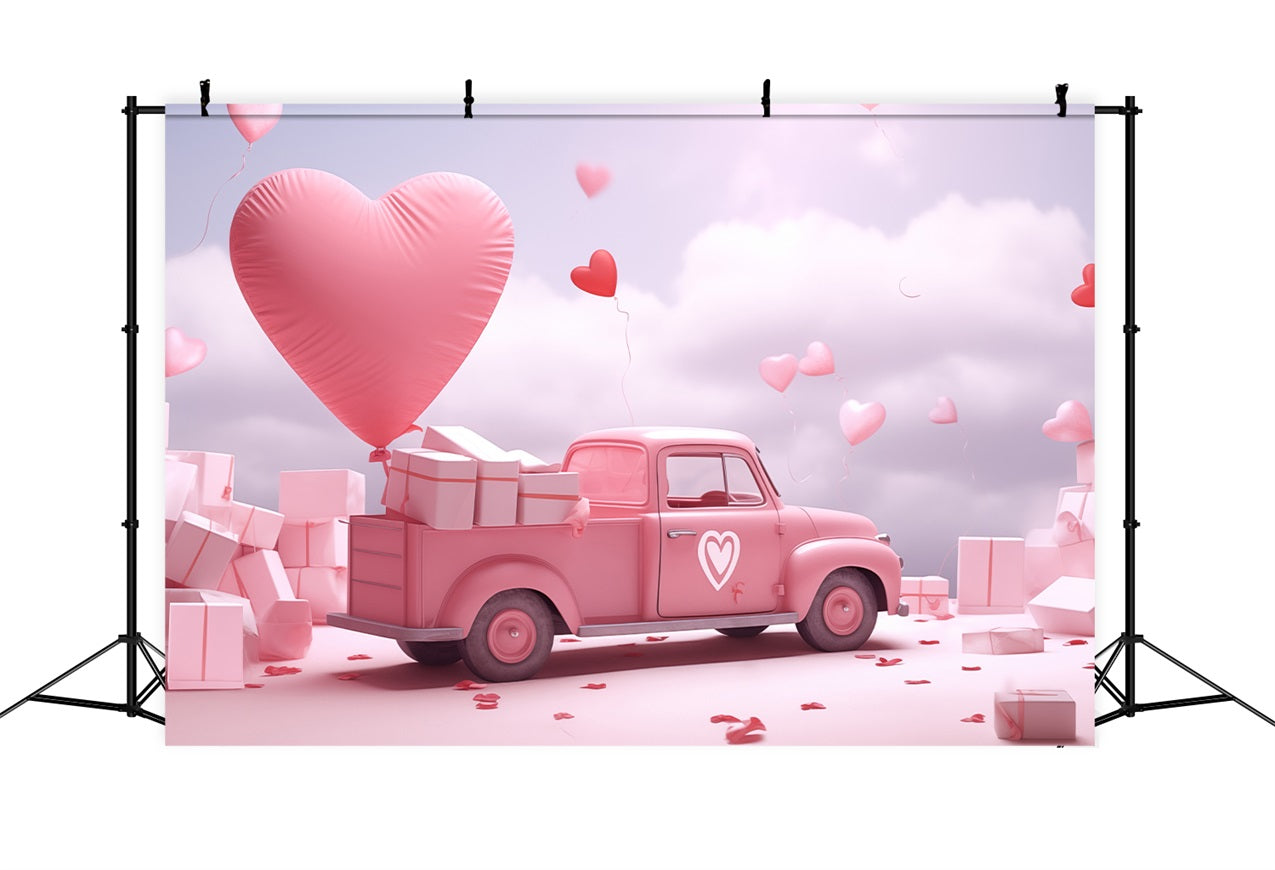 Valentines Day Backdrop Ideas Heart Balloon Gift Truck Backdrop UK BRP1-156