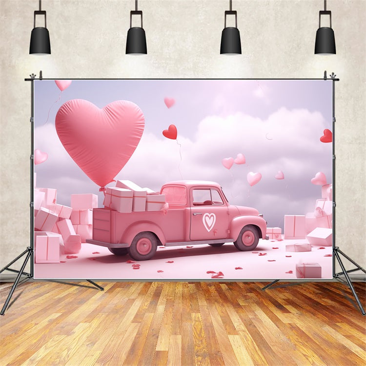 Valentines Day Backdrop Ideas Heart Balloon Gift Truck Backdrop UK BRP1-156