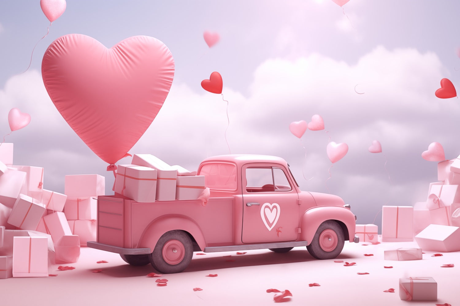 Valentines Day Backdrop Ideas Heart Balloon Gift Truck Backdrop UK BRP1-156