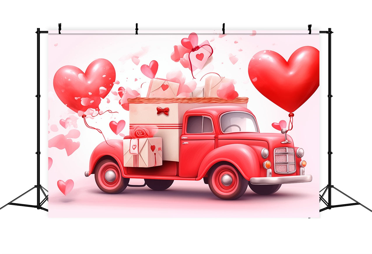 Valentine's Day Backdrops Heart Balloon Vintage Truck Backdrop UK BRP1-157