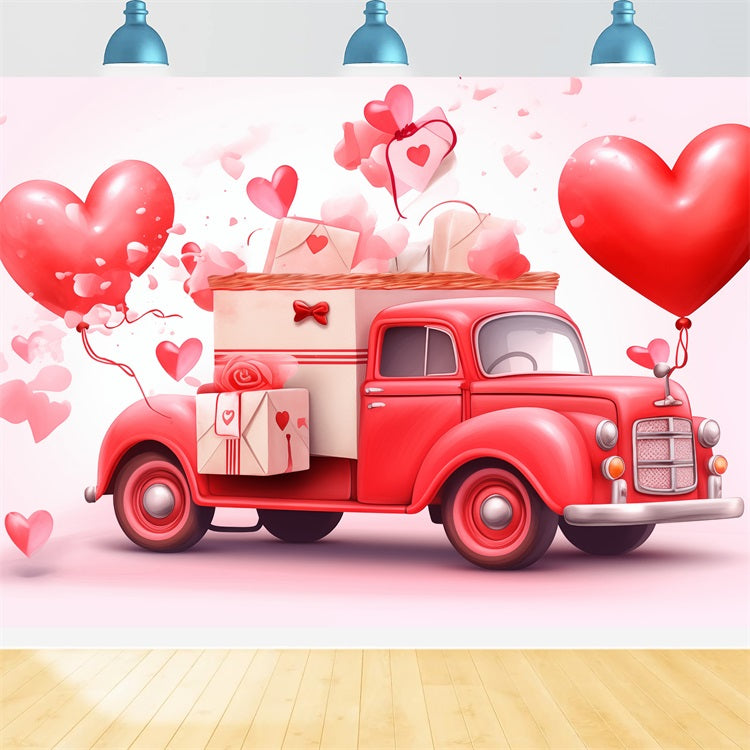 Valentine's Day Backdrops Heart Balloon Vintage Truck Backdrop UK BRP1-157