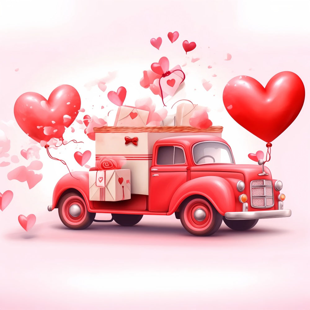 Valentine's Day Backdrops Heart Balloon Vintage Truck Backdrop UK BRP1-157