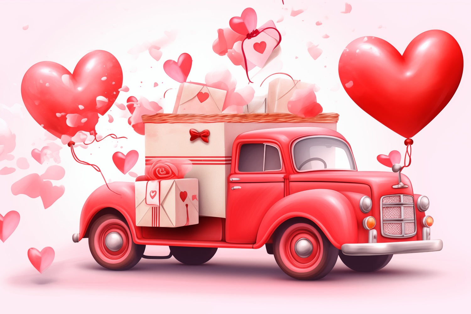 Valentine's Day Backdrops Heart Balloon Vintage Truck Backdrop UK BRP1-157