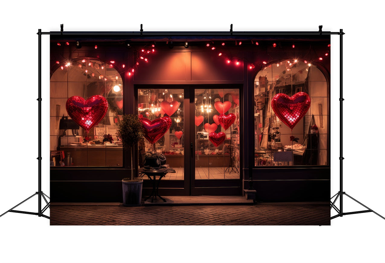 Valentine Day Backdrop Heart Balloon Evening Window Backdrop UK BRP1-161