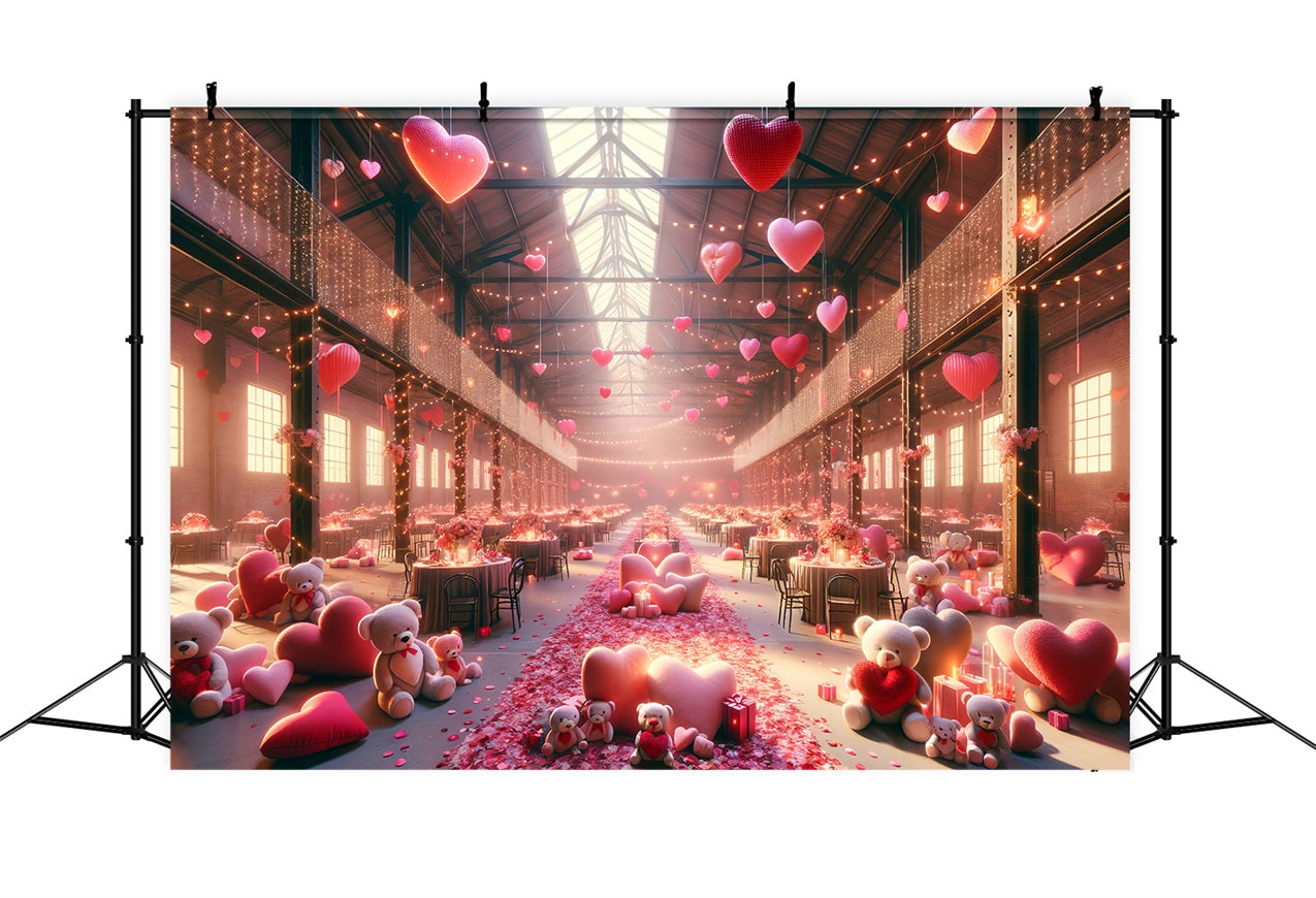 Valentines Day Backdrops Teddy Rose Petals Table Backdrop UK BRP1-163