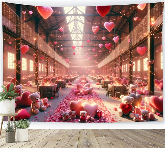 Valentines Day Backdrops Teddy Rose Petals Table Backdrop UK BRP1-163