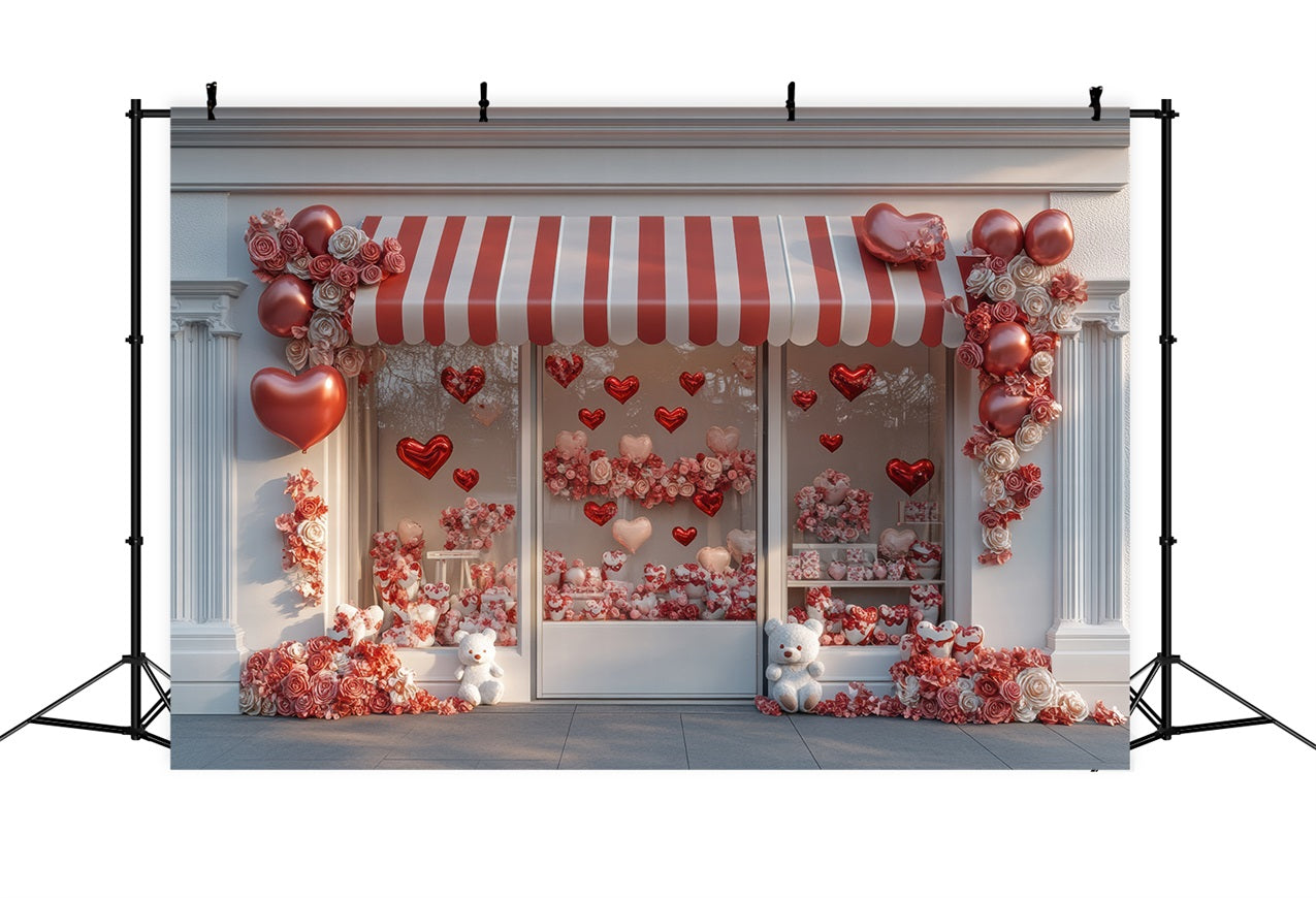 Valentine Photo Backdrops Heart Balloons Roses Window Backdrop UK BRP1-165