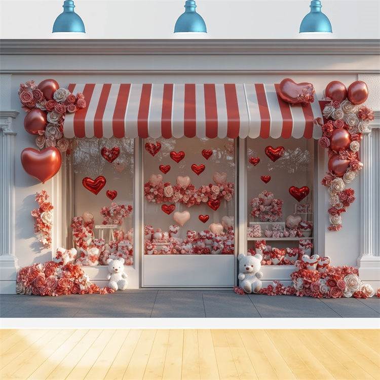 Valentine Photo Backdrops Heart Balloons Roses Window Backdrop UK BRP1-165