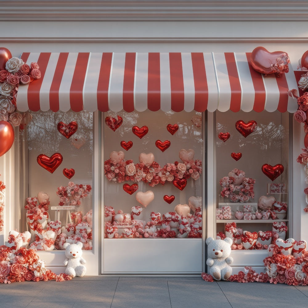 Valentine Photo Backdrops Heart Balloons Roses Window Backdrop UK BRP1-165