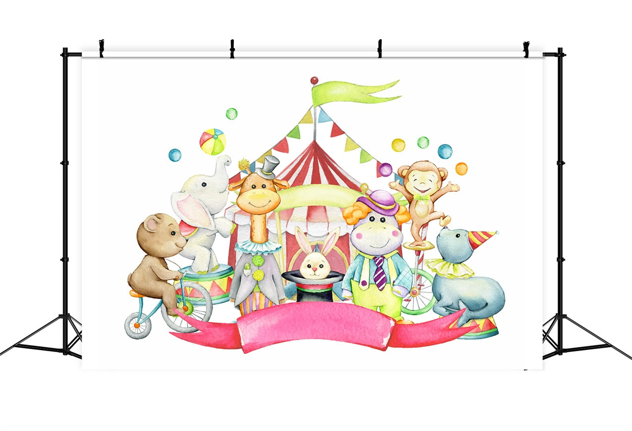 Circus Backdrop Happy Animals Carnival Celebration Backdrop UK BRP1-167