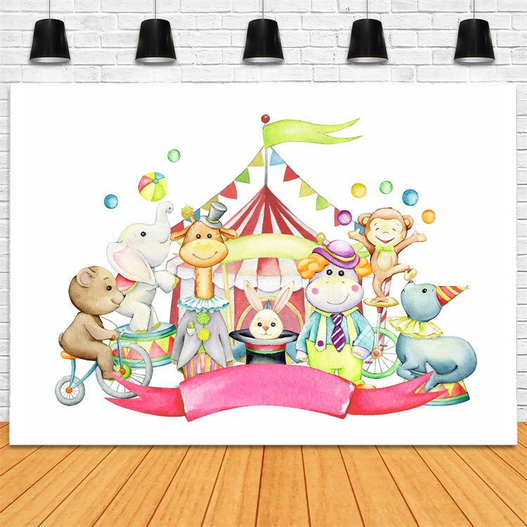 Circus Backdrop Happy Animals Carnival Celebration Backdrop UK BRP1-167