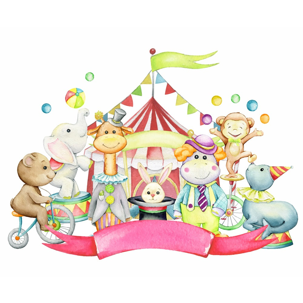 Circus Backdrop Happy Animals Carnival Celebration Backdrop UK BRP1-167