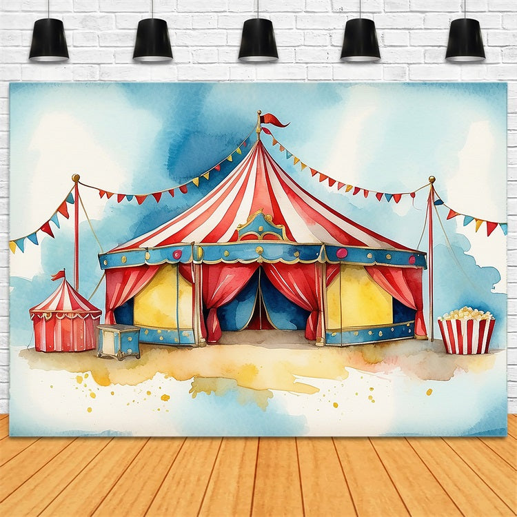 Circus Photo Backdrop Fairground Popcorn Stand Tent Backdrop UK BRP1-171