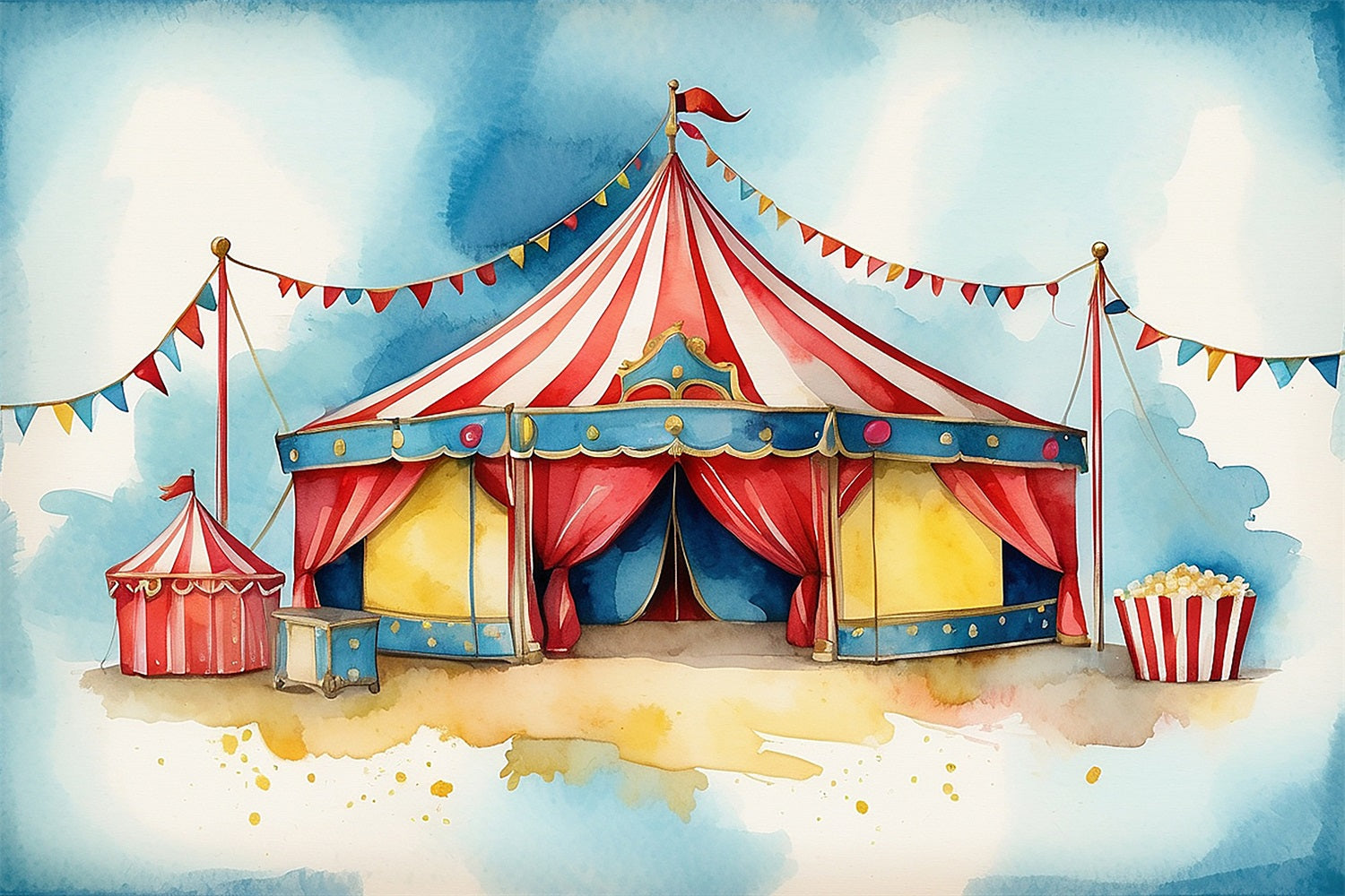 Circus Photo Backdrop Fairground Popcorn Stand Tent Backdrop UK BRP1-171