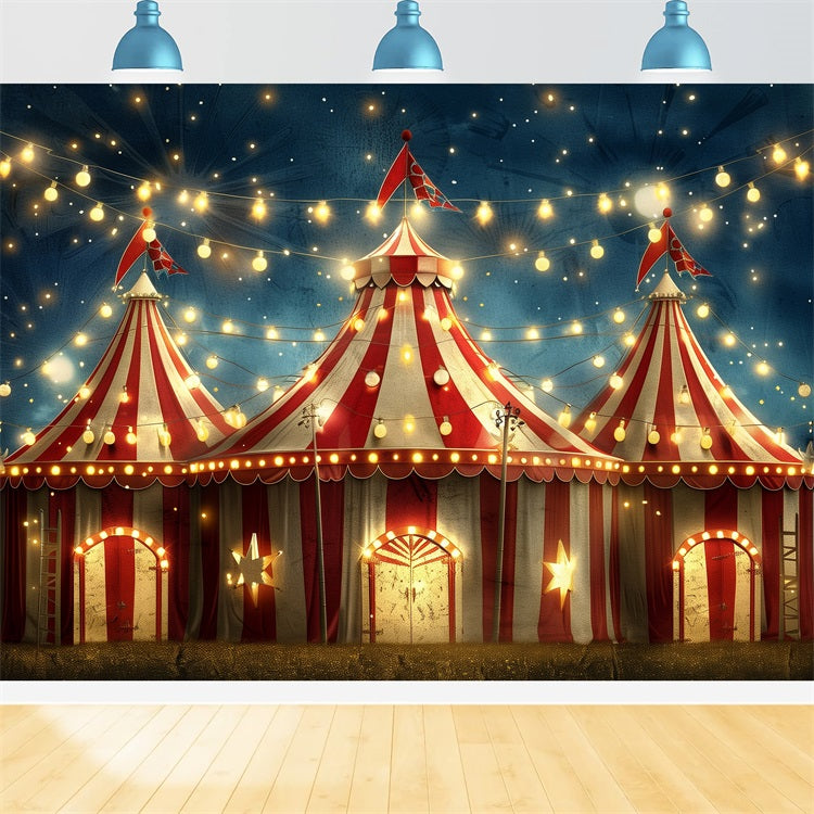 Circus Backdrop Red Striped Carnival Tents Lights Backdrop UK BRP1-174