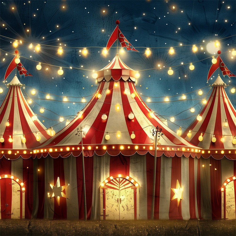 Circus Backdrop Red Striped Carnival Tents Lights Backdrop UK BRP1-174