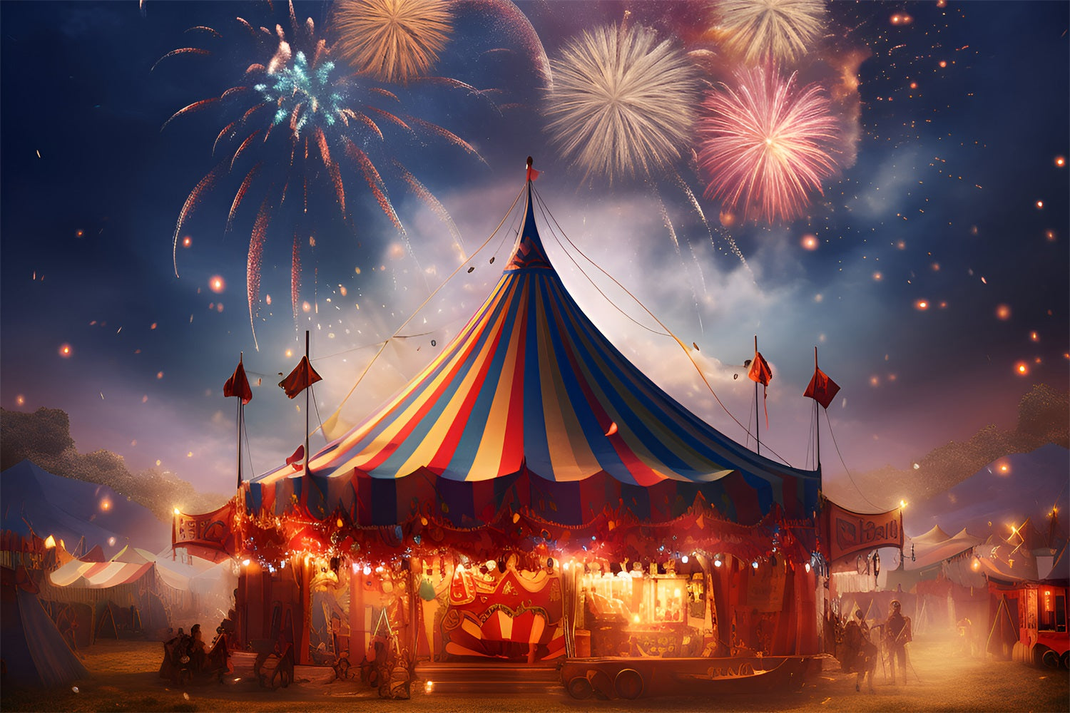 Circus Photo Backdrop Colorful Carnival Tent Firework Backdrop UK BRP1-179