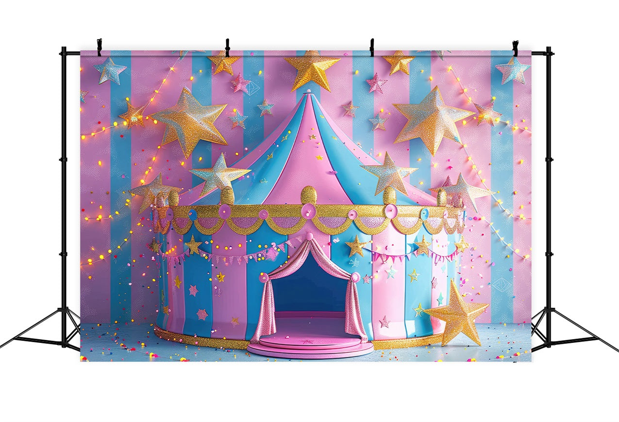 Circus Carnival Backdrop Pink Blue Starry Tent Backdrop UK BRP1-183