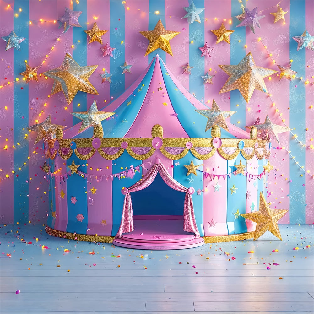 Circus Carnival Backdrop Pink Blue Starry Tent Backdrop UK BRP1-183