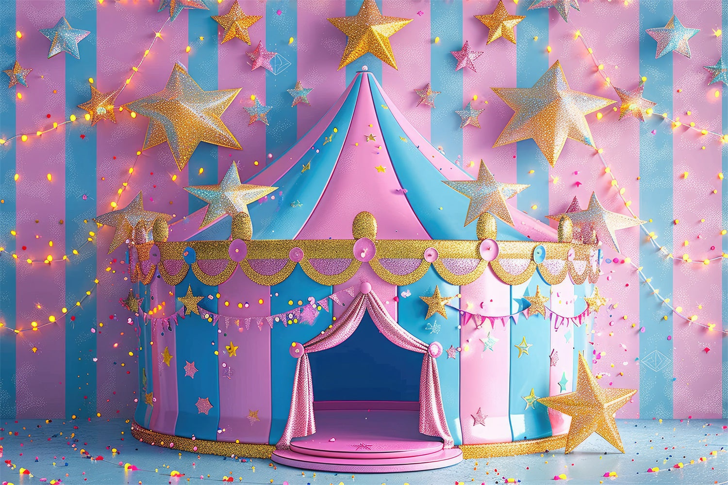 Circus Carnival Backdrop Pink Blue Starry Tent Backdrop UK BRP1-183