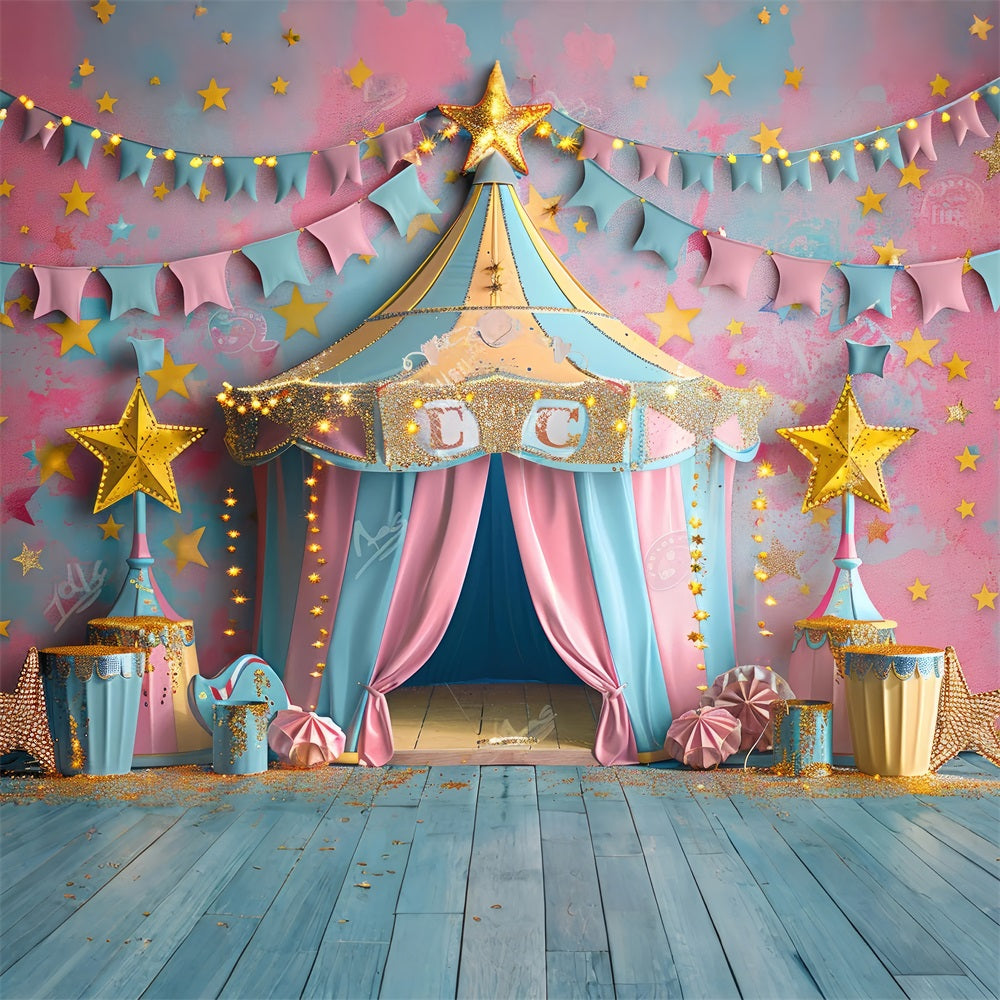 Carnival Tent Backdrop Pink Blue Starry Scene Backdrop UK BRP1-184