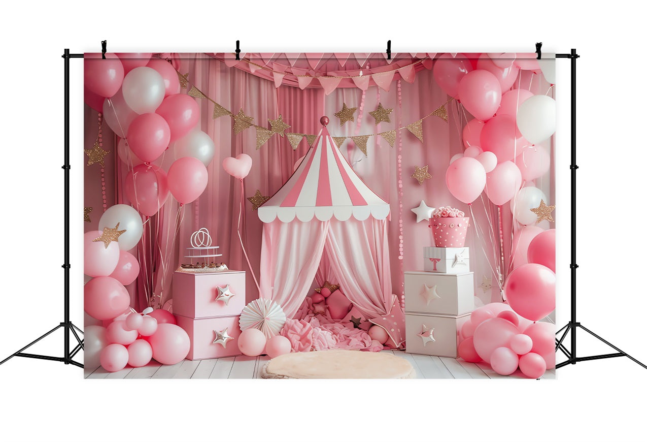 Circus Themed Backdrops Pink Carnival Glittering Stars Backdrop UK BRP1-185