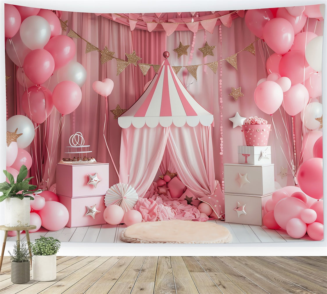 Circus Themed Backdrops Pink Carnival Glittering Stars Backdrop UK BRP1-185