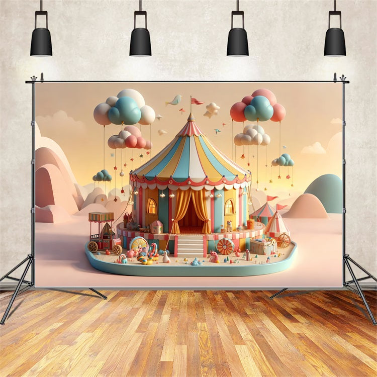 Carnival Theme Backdrop Fairytale Pastel Clouds Tent Backdrop UK BRP1-187