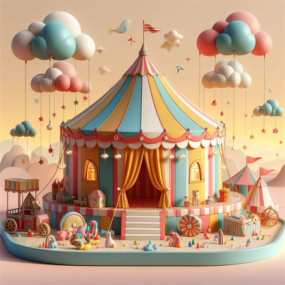 Carnival Theme Backdrop Fairytale Pastel Clouds Tent Backdrop UK BRP1-187