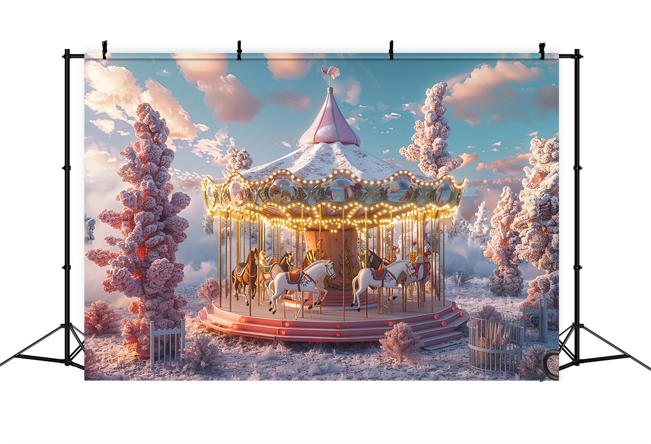 Carnival Backdrop Ideas Snowy Scene Carousel Backdrop UK BRP1-188