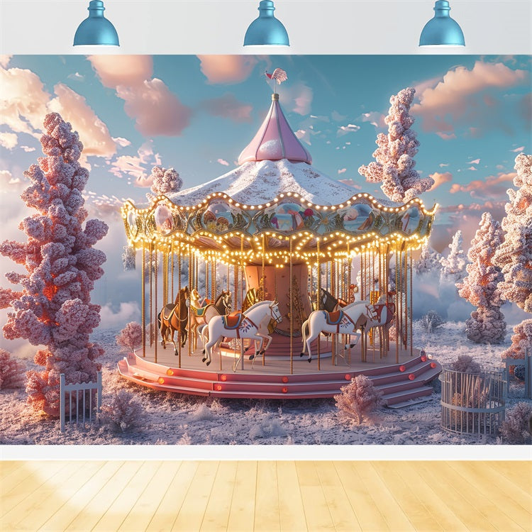 Carnival Backdrop Ideas Snowy Scene Carousel Backdrop UK BRP1-188