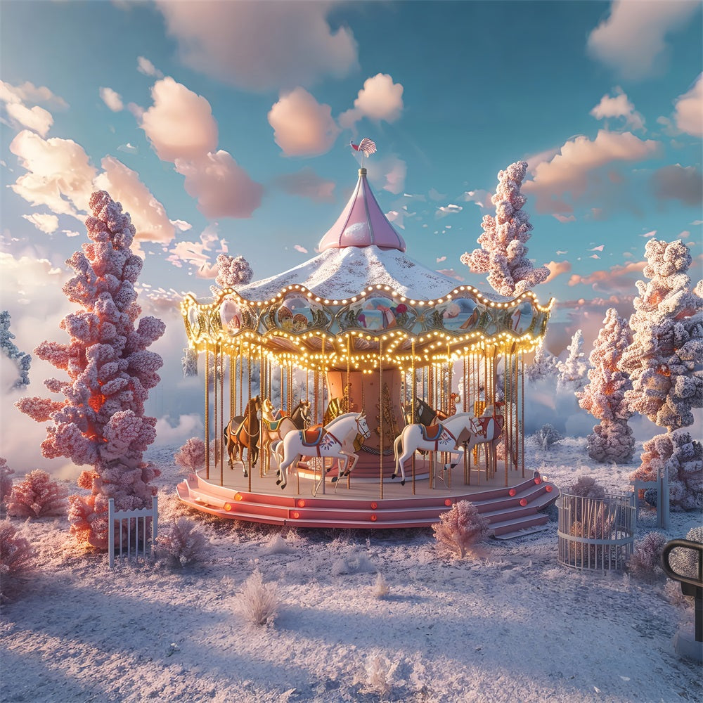 Carnival Backdrop Ideas Snowy Scene Carousel Backdrop UK BRP1-188