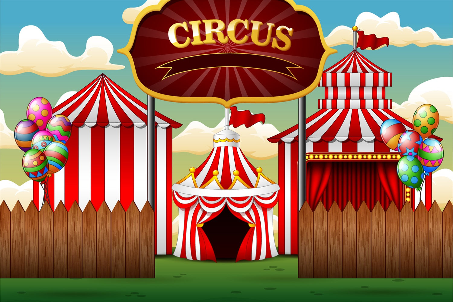 Carnival Circus Backdrop Wooden Fence Tent Photography Backdrop UK BRP1-189