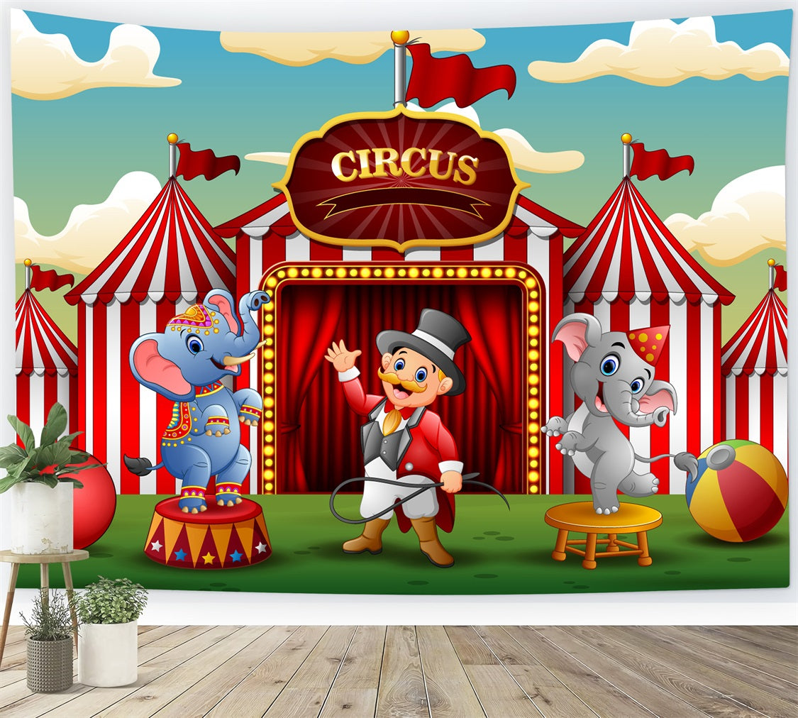 Photography Circus Backdrop Adorable Elephant Tent Carnival Backdrop UK BRP1-190