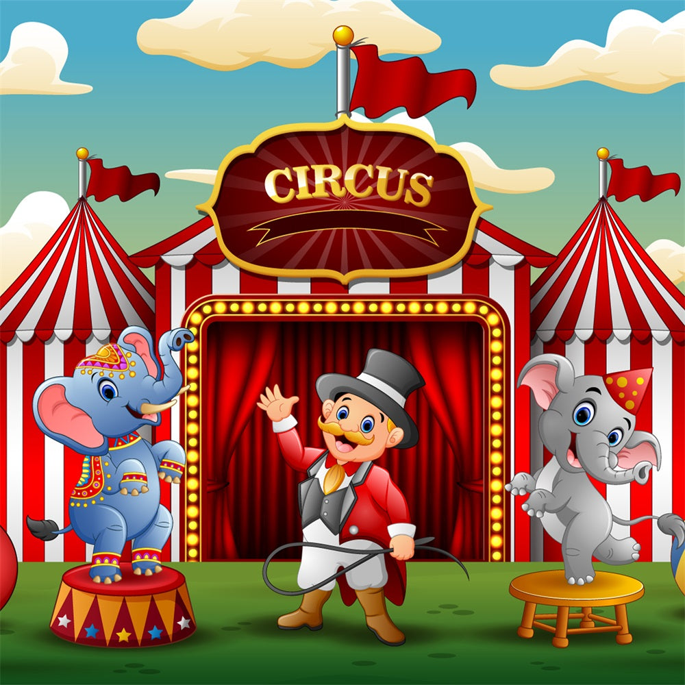 Photography Circus Backdrop Adorable Elephant Tent Carnival Backdrop UK BRP1-190