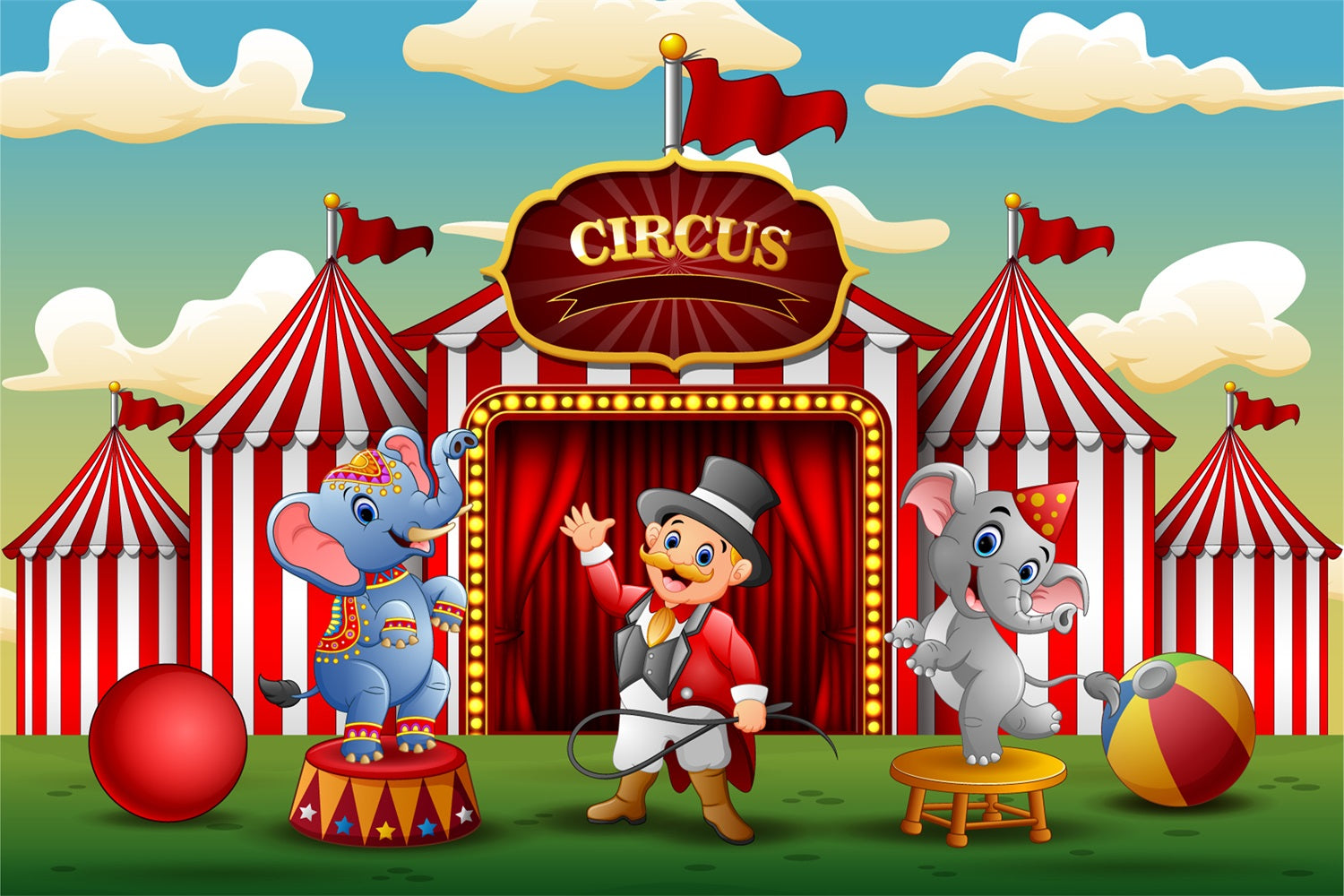 Photography Circus Backdrop Adorable Elephant Tent Carnival Backdrop UK BRP1-190