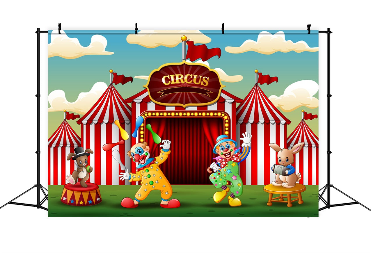 Carnival Photo Backdrop Colorful Clowns Bunny Theme Backdrop UK BRP1-191